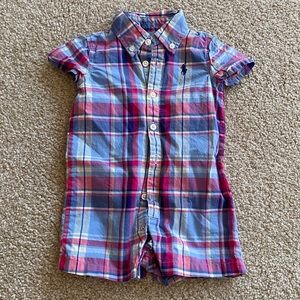 Ralph Lauren 3m plaid collared romper